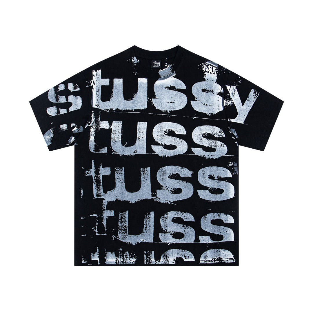 Stussy Printed Cotton Trendy Loose Short-Sleeve T-Shirt 6941